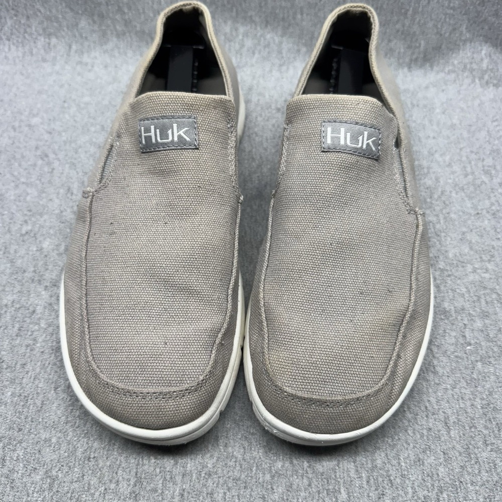 Huk Fishing Classic Brewster Men's Moss Canvas Slip-On Shoes Size 10 Deck Boat